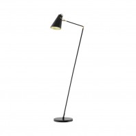 Mercator-Colton Adjustable Shade With Adjustable Brushed Brass Metal Arm Floor Lamp - Black